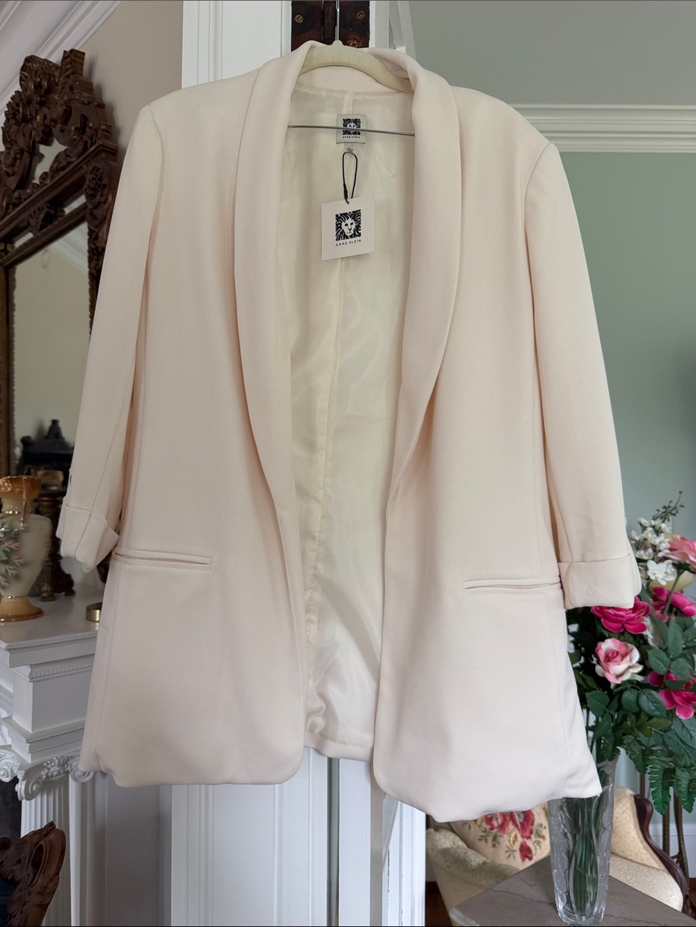 Anne Klein Shawl Collar Blazer Jacket in Light Cream, size Large (New with Tags)